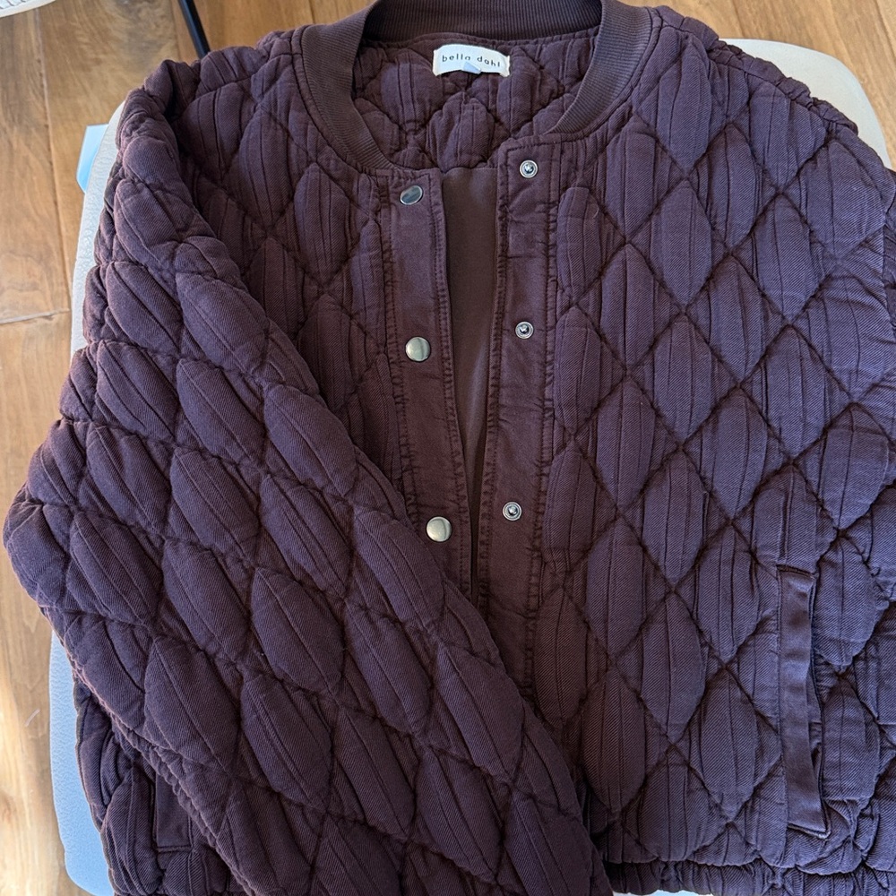 NWOT Bella Dahl French Roast Quilted Bomber Jacket - Picture 3 of 9